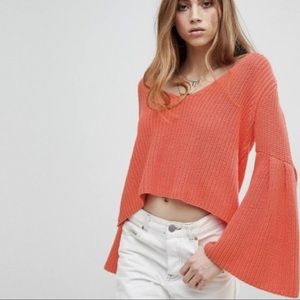 Free People Bell Sleeve Chunky Sweater | Orange